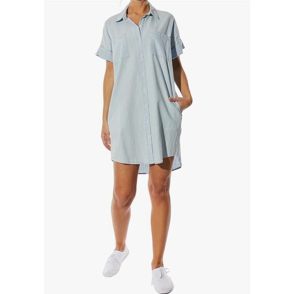 OAT Oversized Short Sleeve Light Blue Shirt Dress - XL - Picture 1 of 4